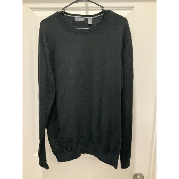 Van Heusen Sweater XL Mens V-Neck Black L/S - Picture 1 of 5